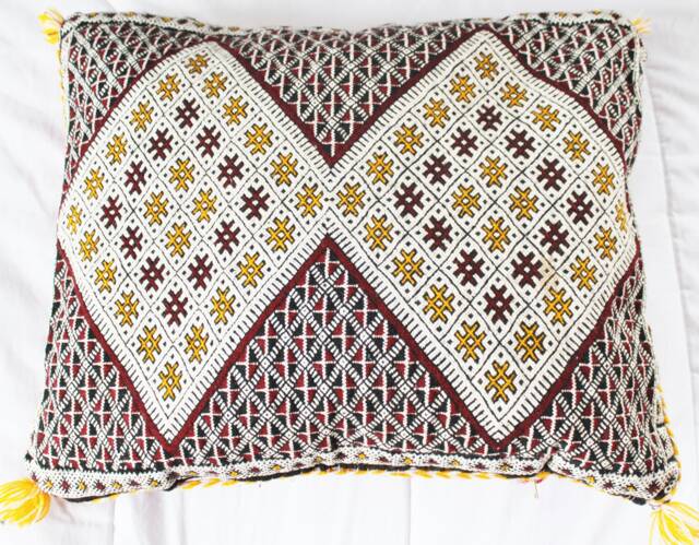 "Vintage Moroccan Kilim Pillow Cushion Cover, Handmade Double Face 22"" X 17"