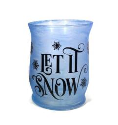 Let It Snow Blue Frosted Glass Candle Holder - thumbnail 1