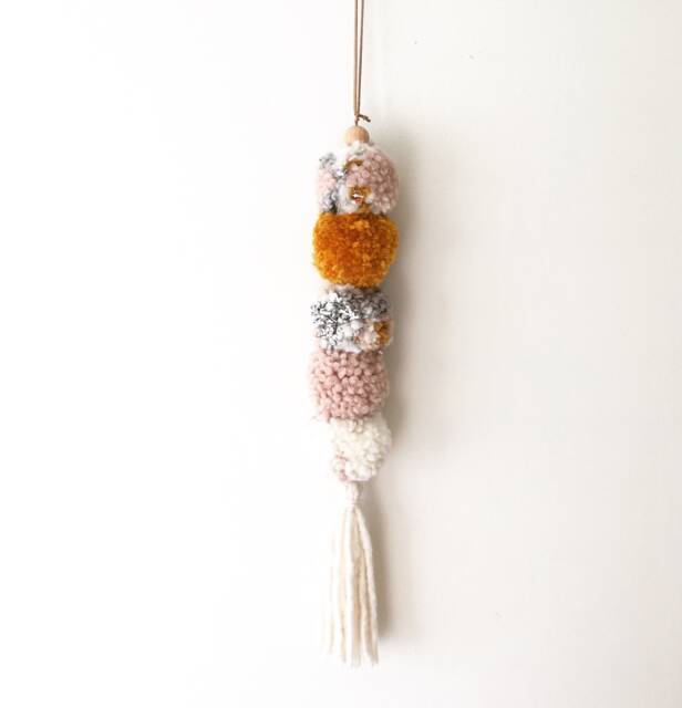 Textured Pom Wall Hanging - Tassel Yarn Decor, Made To Order - image 1