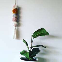 Textured Pom Wall Hanging - Tassel Yarn Decor, Made To Order - thumbnail 3