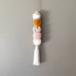 Textured Pom Wall Hanging - Tassel Yarn Decor, Made To Order - thumbnail 2