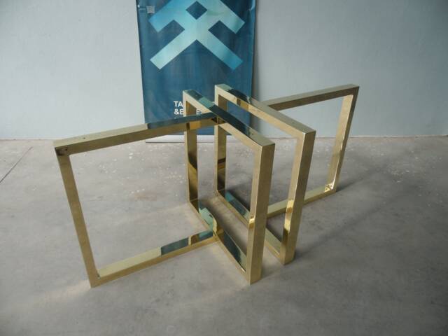 Brass Trestle Table Legs - Modern Dining Legs, Customizable Sizes, Set Of 2 - image 1