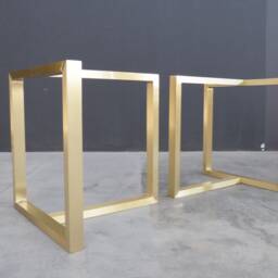 Brass Trestle Table Legs - Modern Dining Legs, Customizable Sizes, Set Of 2 - thumbnail 2