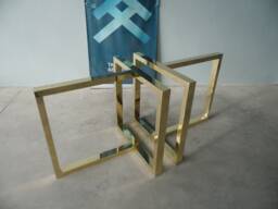 Brass Trestle Table Legs - Modern Dining Legs, Customizable Sizes, Set Of 2