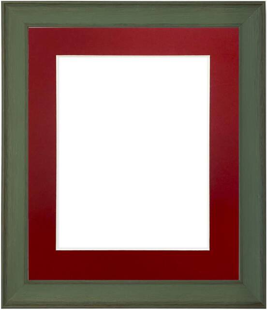 Tuscany Green Wood Picture Frame With Red Mount Gallery Style - image 1