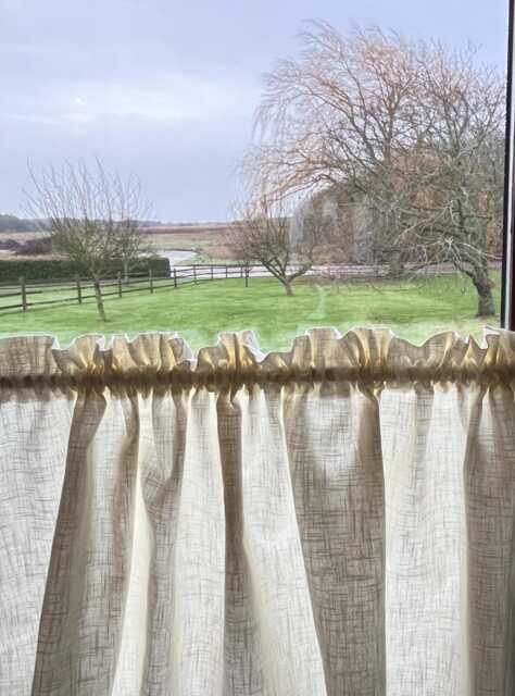 Handmade Bespoke Cafe Style Washed Linen Curtain Rod Pocket Curtains With Frill Gingham Stripe Farmhouse Hideaway Rustic - image 1