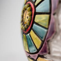 Vase - Suzani With Vine Made To Order Handcarved Stoneware Ceramic & Mosaic - thumbnail 3