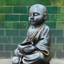 Sitting Buddha With Pot Sculpture Concrete Figurine Japanese Statue Traditional Ornament Lover Gift Handmade Art - thumbnail 2