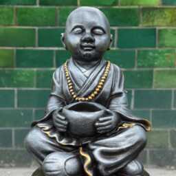 Sitting Buddha With Pot Sculpture Concrete Figurine Japanese Statue Traditional Ornament Lover Gift Handmade Art - thumbnail 3