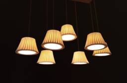 Handmade Porcelain Pendant Lamp Pleated 7-Light Chandelier
