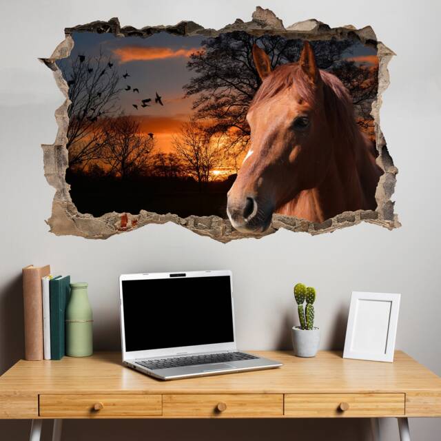 Beautiful Race Horse Majestic Sunrise Fields Wall Mural Sticker Poster Decal Room Office Nursery Decor Id626 - image 1
