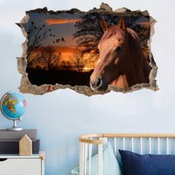 Beautiful Race Horse Majestic Sunrise Fields Wall Mural Sticker Poster Decal Room Office Nursery Decor Id626 - thumbnail 2