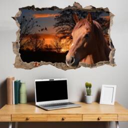 Beautiful Race Horse Majestic Sunrise Fields Wall Mural Sticker Poster Decal Room Office Nursery Decor Id626 - thumbnail 1