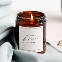 Personalised Anniversary Candle Gift For Wife - Soy Wax, Pale Pink Label