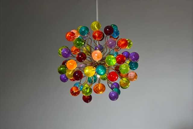 Rainbow Bubble Pendant Light Handmade Resin Ball Chandelier - image 1