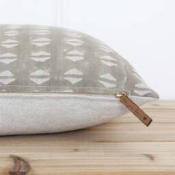 Tan Hand Block Pillow Cover - Indian Print Geometric Printed 20 X 16 26 -- Nora - thumbnail 2