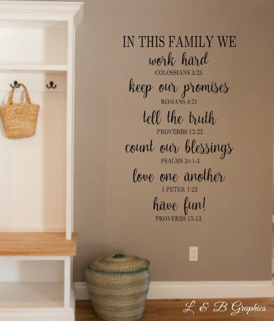 In This Family We - Bible Verse-Vinyl Wall Decal - Christian Decor - Entryway Home Family - image 1