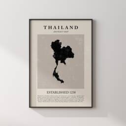 Abstract Thailand Map Vintage Wall Art Print Picasso + Matisse Inspired Travel Poster Fe - thumbnail 2