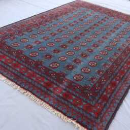5x8 Bokhara Rug, Afghan Hand Knotted Wool Teal Blue Red, Turkmen Tribal Oriental Area Traditional Kitchen, Bedroom Rug - thumbnail 2