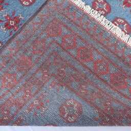 5x8 Bokhara Rug, Afghan Hand Knotted Wool Teal Blue Red, Turkmen Tribal Oriental Area Traditional Kitchen, Bedroom Rug - thumbnail 4