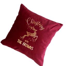 Personalised Family Christmas Luxury Velvet Cushion/Gold Foil Xmas Decor 6 Colours Gift For Her Throw Pillow Decoration - thumbnail 3