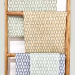 Block Print Curtains Boho Drapes, Blue , Green & Blush Window Treatments - thumbnail 3