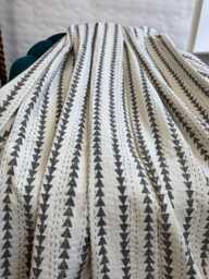 Kantha Stitch Pure Cotton Reversible Bed/Sofa Throw King Size - Handmade Handprinted Floral Dohar Grey Arrow - thumbnail 1