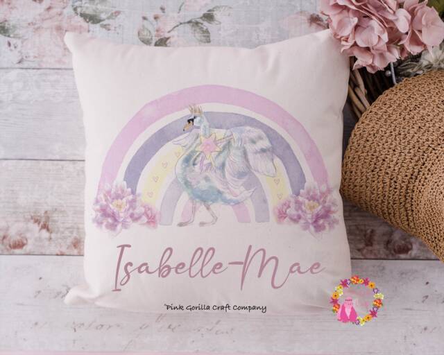 Gift For Girl, Cushion Little Girl, Girl Cushion, Pillow, Swan Rainbow
