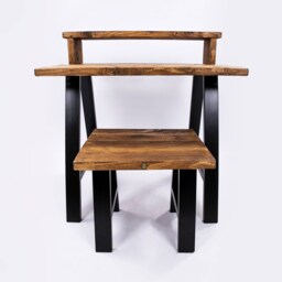 Handmade Rustic Wood Desk With Stool - Industrial Office Furniture - thumbnail 2
