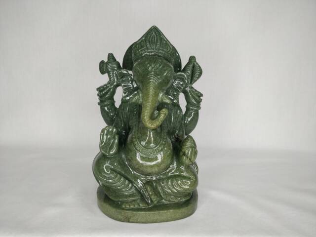 Jade Ganesha, Ganpati, Gemstone Ganesha, Gem Sculptures, Aventurine Altar Prayer Religious Spiritual Decorative Ganesha - image 1