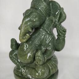 Jade Ganesha, Ganpati, Gemstone Ganesha, Gem Sculptures, Aventurine Altar Prayer Religious Spiritual Decorative Ganesha - thumbnail 4