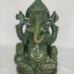 Jade Ganesha, Ganpati, Gemstone Ganesha, Gem Sculptures, Aventurine Altar Prayer Religious Spiritual Decorative Ganesha - thumbnail 2