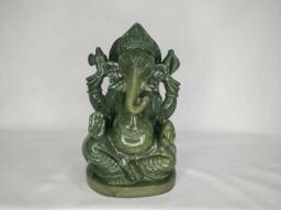 Jade Ganesha, Ganpati, Gemstone Ganesha, Gem Sculptures, Aventurine Altar Prayer Religious Spiritual Decorative Ganesha - thumbnail 1