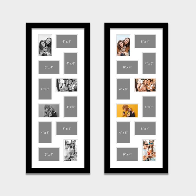 Large Multi Photo Picture Frame - Holds 12 6x4 Photos in A Black Wooden With White Mount - image 1
