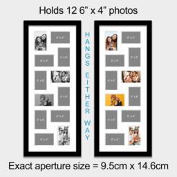Large Multi Photo Picture Frame - Holds 12 6x4 Photos in A Black Wooden With White Mount - thumbnail 2