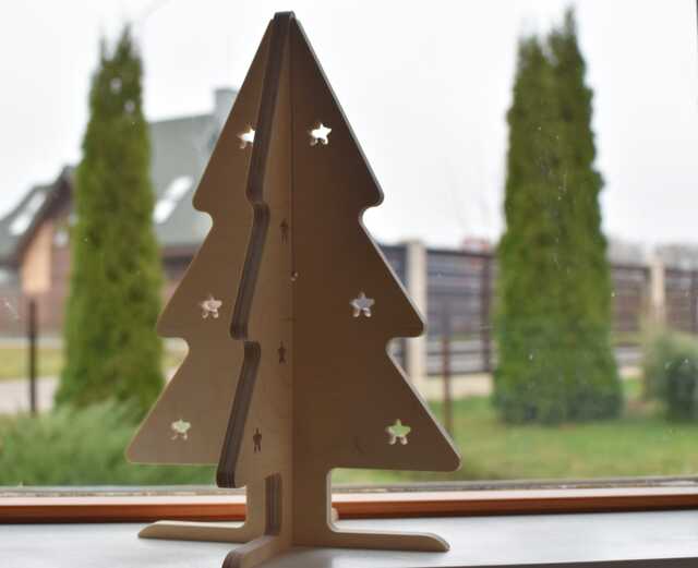 Modern Wood Christmas Tree Scandinavian Diy Table Decor Winter Decoration Alternative Plywood Cat Safe - image 1