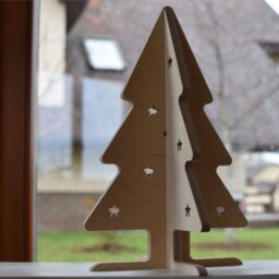 Modern Wood Christmas Tree Scandinavian Diy Table Decor Winter Decoration Alternative Plywood Cat Safe - thumbnail 2