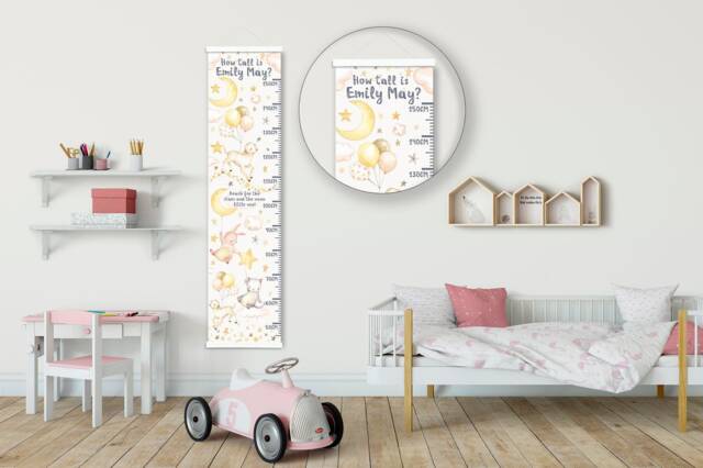 Personalised Height/ Growth Chart - Sweet Lullaby Beautiful Nursery & Bedroom Wall Decor Printed On A Luxury Fabric Ideal Keepsake - image 1