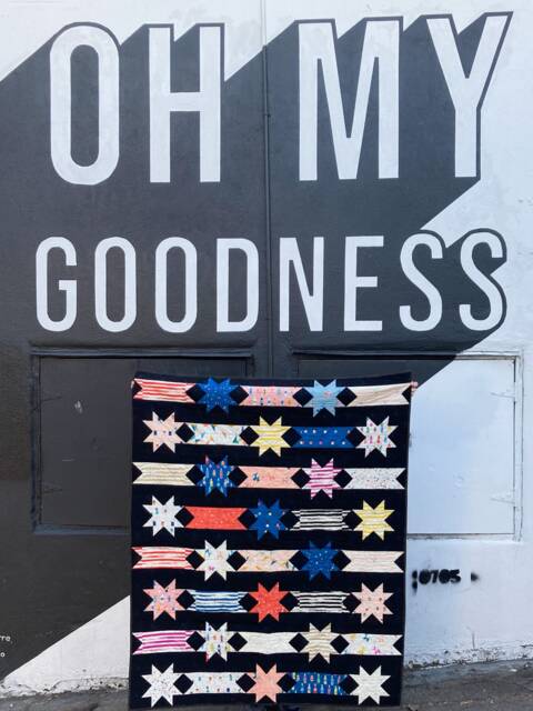 Soda Pop Stars Quilt Retro Black Toddler Lap Quilt - image 1