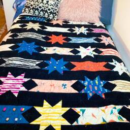 Soda Pop Stars Quilt Retro Black Toddler Lap Quilt - thumbnail 4