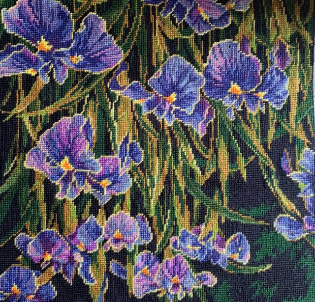 Handstitched Flower Field Needlepoint Tapestry Wall Art - image 1