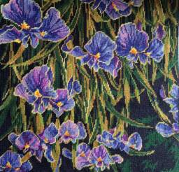 Handstitched Flower Field Needlepoint Tapestry Wall Art - thumbnail 1