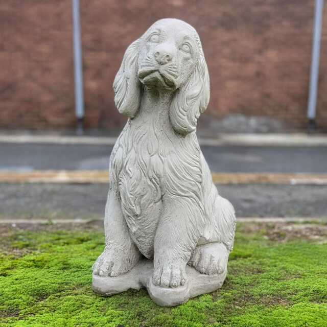 Garden Cocker Spaniel Concrete Statue Stone Spaniel Figurine Outdoor Dog Yard Sculpture Handcrafted Cement Pet Decor Memorial Ornament - image 1
