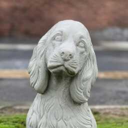 Garden Cocker Spaniel Concrete Statue Stone Spaniel Figurine Outdoor Dog Yard Sculpture Handcrafted Cement Pet Decor Memorial Ornament - thumbnail 2