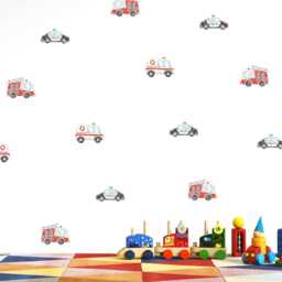 Watercolour Emergency Vehicle Wall Decals, Fire Truck, Police Car, Ambulance Stickers - thumbnail 2