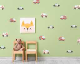 Watercolour Emergency Vehicle Wall Decals, Fire Truck, Police Car, Ambulance Stickers - thumbnail 1
