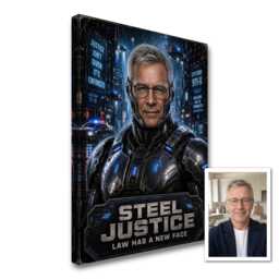 Personalised Chrome Future Law Enforcer Canvas From Photo, Custom Text Sci Fi Action Wall Art Gift For Film Fans, Room Decor UK