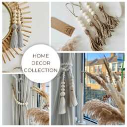 Beaded Curtain Tie Back - Wooden Beads Drapery Holdback Boho Minimalist Home D??cor Rustic Window Treatment Farmhouse Style - thumbnail 4