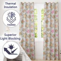 Cute Sea Turtle & Starfish Pastel Ocean Seamless Pattern Readymade Eyelet Ring Top Thermal 100% Blackout Curtains - thumbnail 3