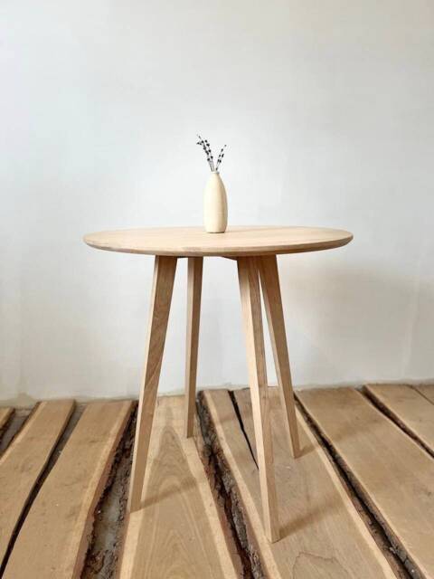 Round Solid Wood White Oak Dining Table Reclaimed Room Large Mid Century Modern Rustic Scandinavian Circule - image 1